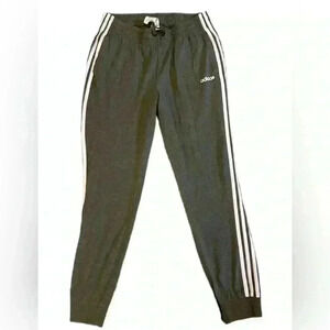 Adidas Women's Pants L 3-stripe Track Yoga Workout Lounge Gray Light Pink